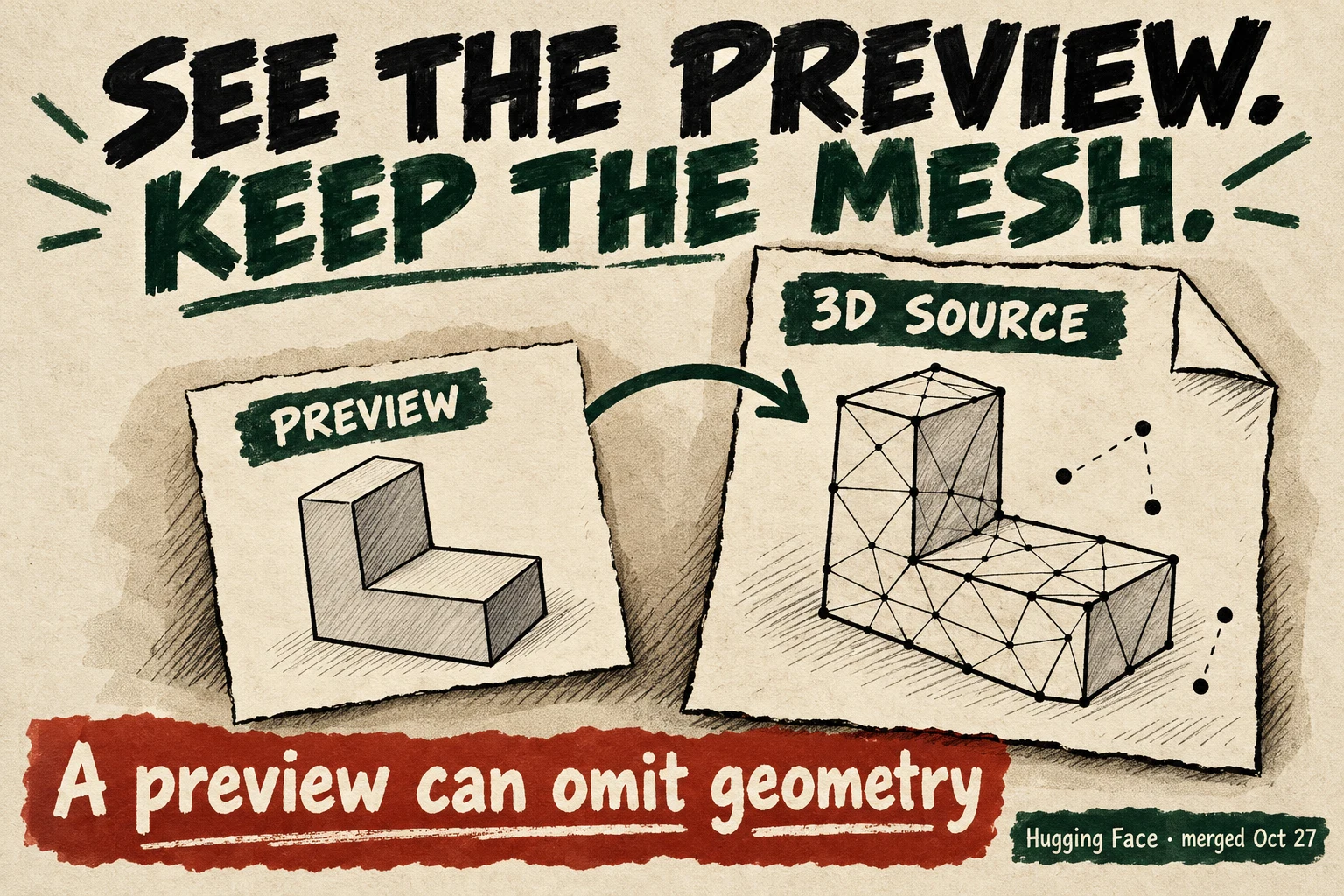 A flat preview of an angular mesh links to a larger source-file sheet retaining the mesh and separate point geometry.